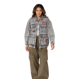 Cleveland Cavaliers Women’s Oversized Denim Jacket – Grey Denim
