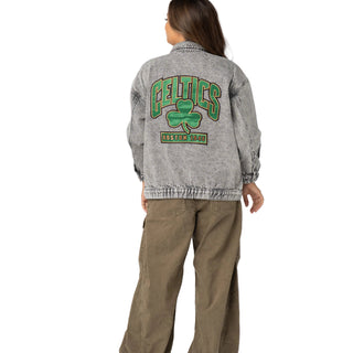 Boston Celtics Women’s Oversized Denim Jacket – Grey Denim