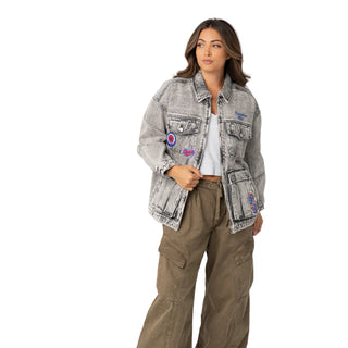 Philadelphia 76ers Women’s Oversized Denim Jacket – Grey Denim