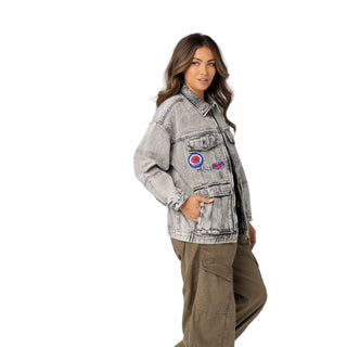 Philadelphia 76ers Women’s Oversized Denim Jacket – Grey Denim