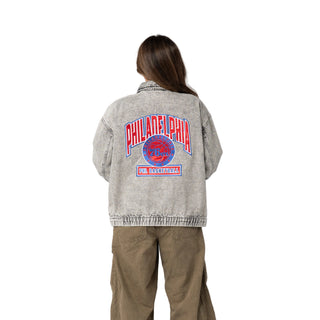 Philadelphia 76ers Women’s Oversized Denim Jacket – Grey Denim