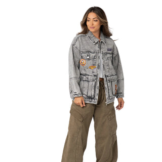 Phoenix Suns Women’s Oversized Denim Jacket – Grey Denim