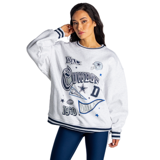Dallas Cowboys Women's Oversized Crew Fleece - Heather Grey