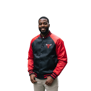 Chicago Bulls Unisex Statement Satin Bomber - Black