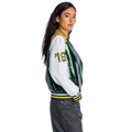 Green Bay Packers Women's Sequin Bomber Jacket - Green/White view 3