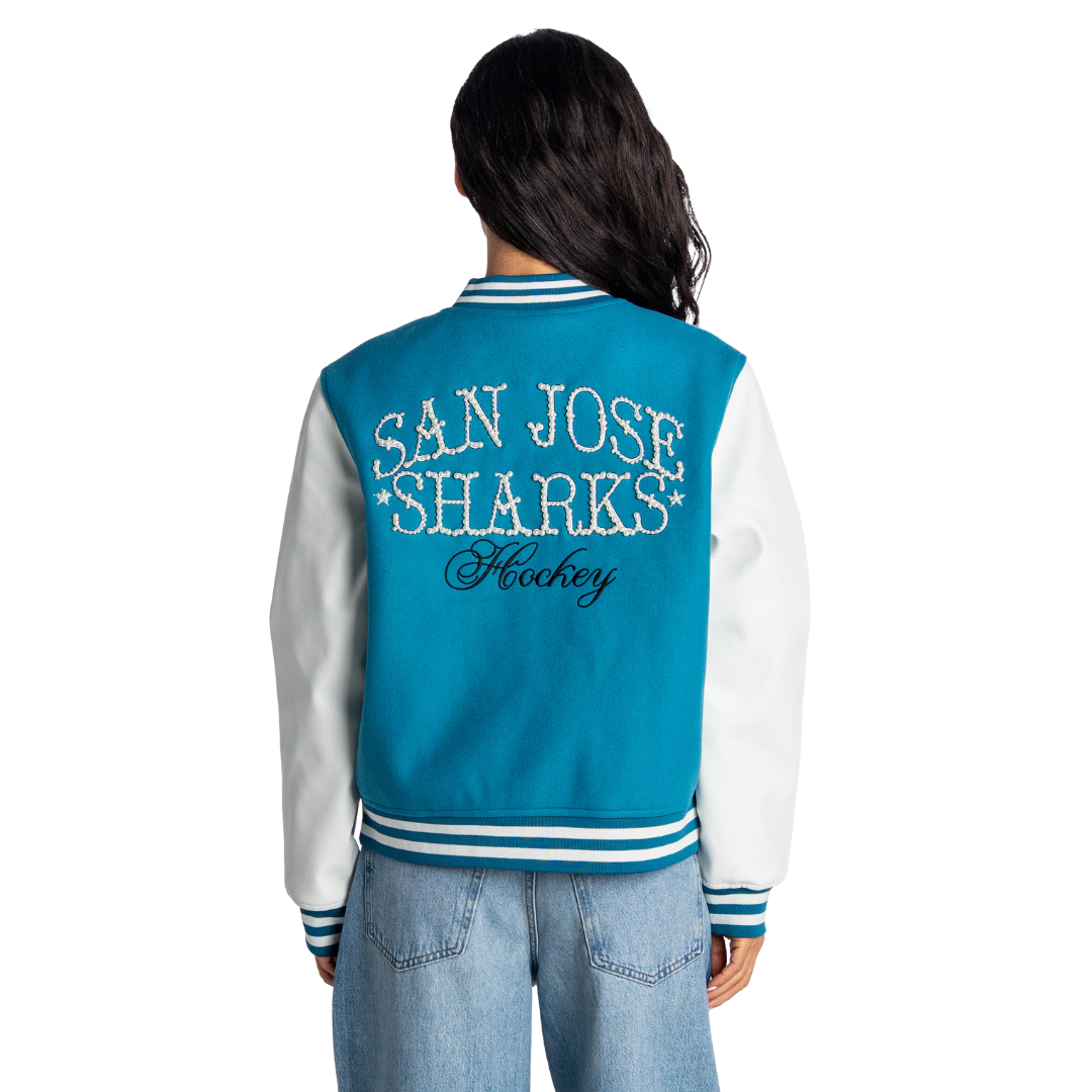 San Jose Sharks Women's Pearl Varsity Jacket - Teal