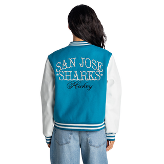 San Jose Sharks Women's Pearl Varsity Jacket - Teal