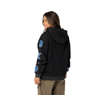 Minnesota Timberwolves Unisex Logo Sleeve Full Zip Up Hoodie - Black