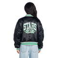 Dallas Stars Women's Satin Bomber - Green view 3