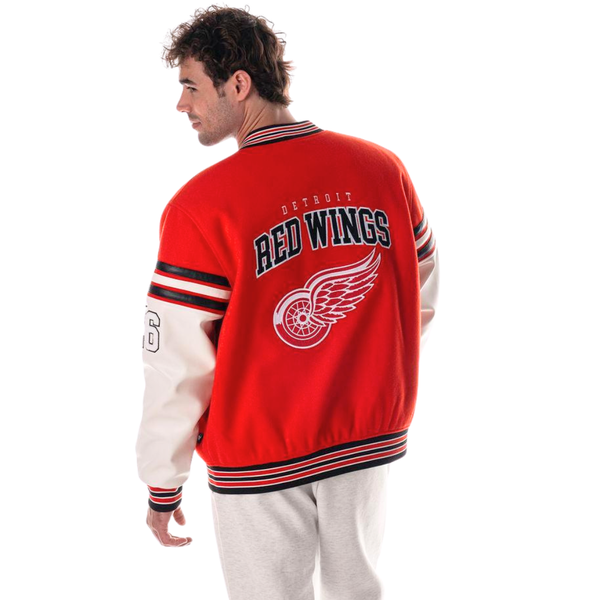 Detroit Red Wings Unisex Drop Shoulder Varsity Jacket - Red