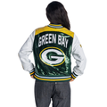 Green Bay Packers Women's Sequin Bomber Jacket - Green/White view 4