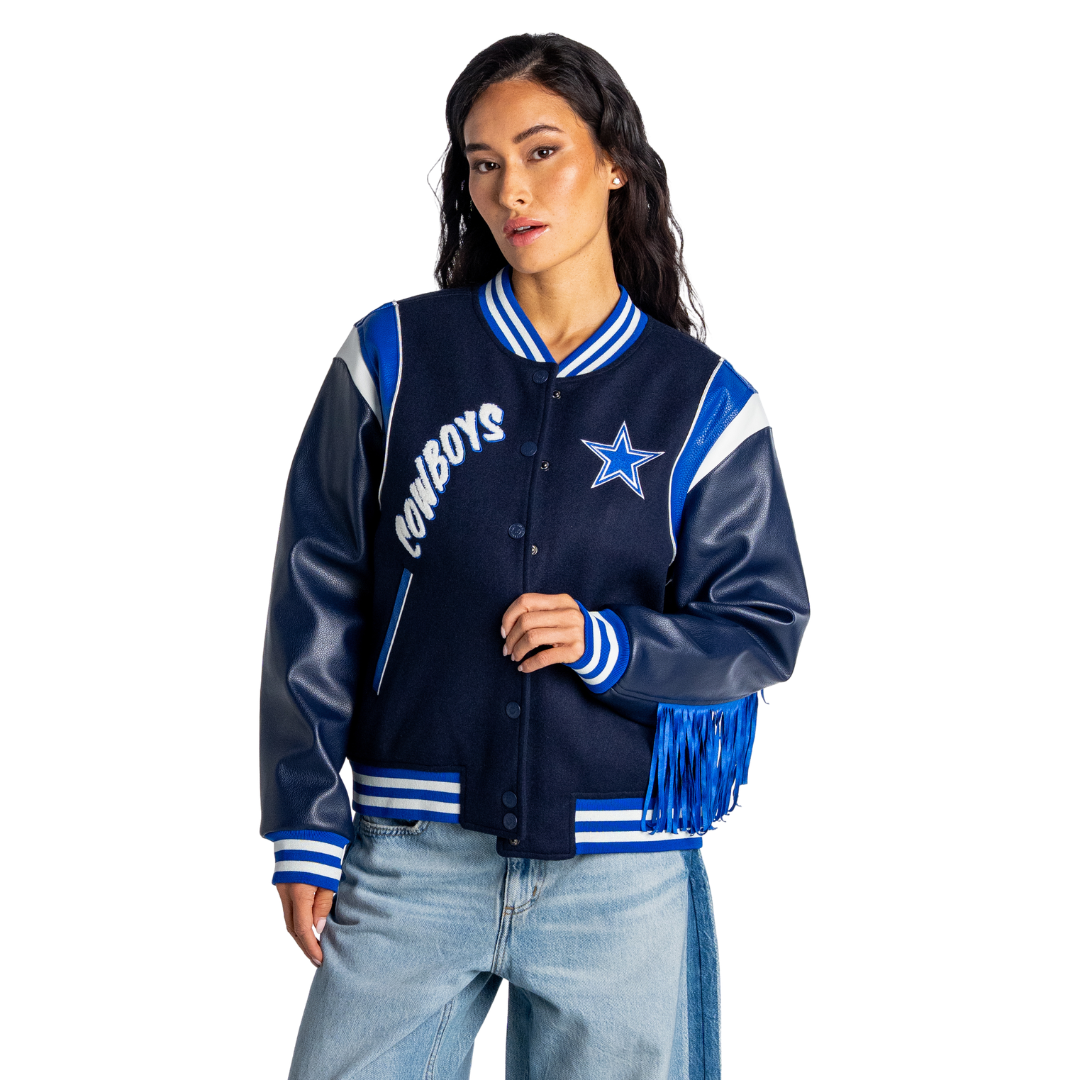 Dallas Cowboys Unisex Fringe Varsity Jacket - Navy