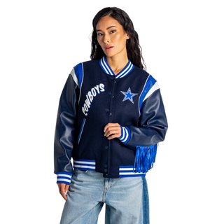 Dallas Cowboys Unisex Fringe Varsity Jacket - Navy