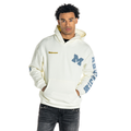 Michigan Wolverines Unisex Oversized Hoodie with Denim Applique - Vintage White view 1