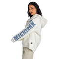 Michigan Wolverines Unisex Oversized Hoodie with Denim Applique - Vintage White view 3