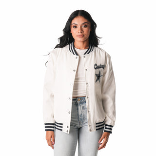 Dallas Cowboys Bomber Jacket w/ Sequin Logo - White