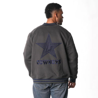 DALLAS COWBOYS FLEECE BOMBER JACKET - GREY