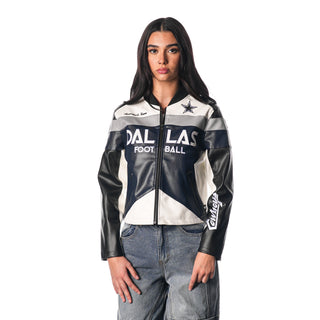 DALLAS COWBOYS LEATHER RACING JACKET - MULTI