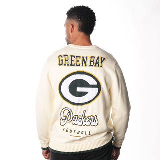 Green Bay Packers Unisex Jacquard Crewneck Sweater - Cream