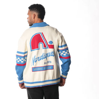 Quebec Nordiques Jacquard Button Up Sweater - Cream