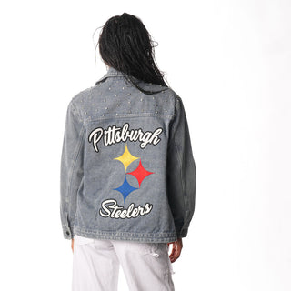 Pittsburgh Steelers Women's Rhinestone Denim Jacket - Denim