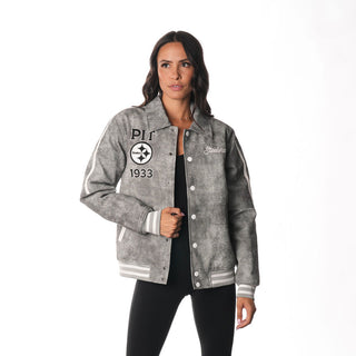 Pittsburgh Steelers Faux Leather Jacket - Grey