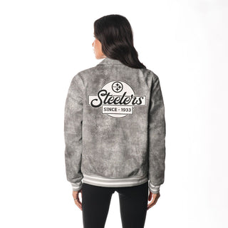 Pittsburgh Steelers Faux Leather Jacket - Grey