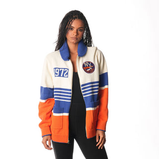 NY Islanders Full Zip Jacquard Sweater Colorblock - Multi