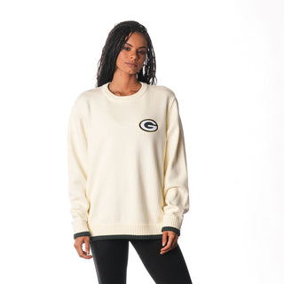 Green Bay Packers Unisex Jacquard Crewneck Sweater - Cream