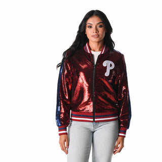 PHILADELPHIA PHILLIES SEQUIN BOMBER - MAROON