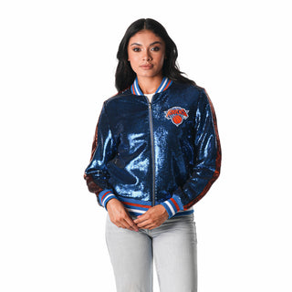 New York Knicks Sequin Bomber - Blue