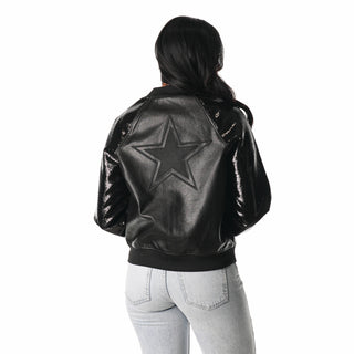 Dallas Cowboys Faux Leather Sequin Jacket - Black