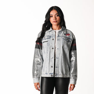 Carolina Hurricanes Denim Jacket w/ Sequin Sleeves - Blue