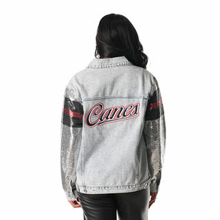 Carolina Hurricanes Denim Jacket w/ Sequin Sleeves - Blue