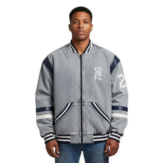 San Diego FC Unisex Washed Denim Bomber Jacket - Light Wash