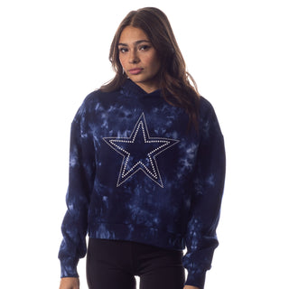 Dallas Cowboys Womens Tie Dye Crop Hoodie - Navy