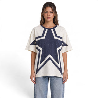 Dallas Cowboys Women's Crystal Dolman Tee - Cream