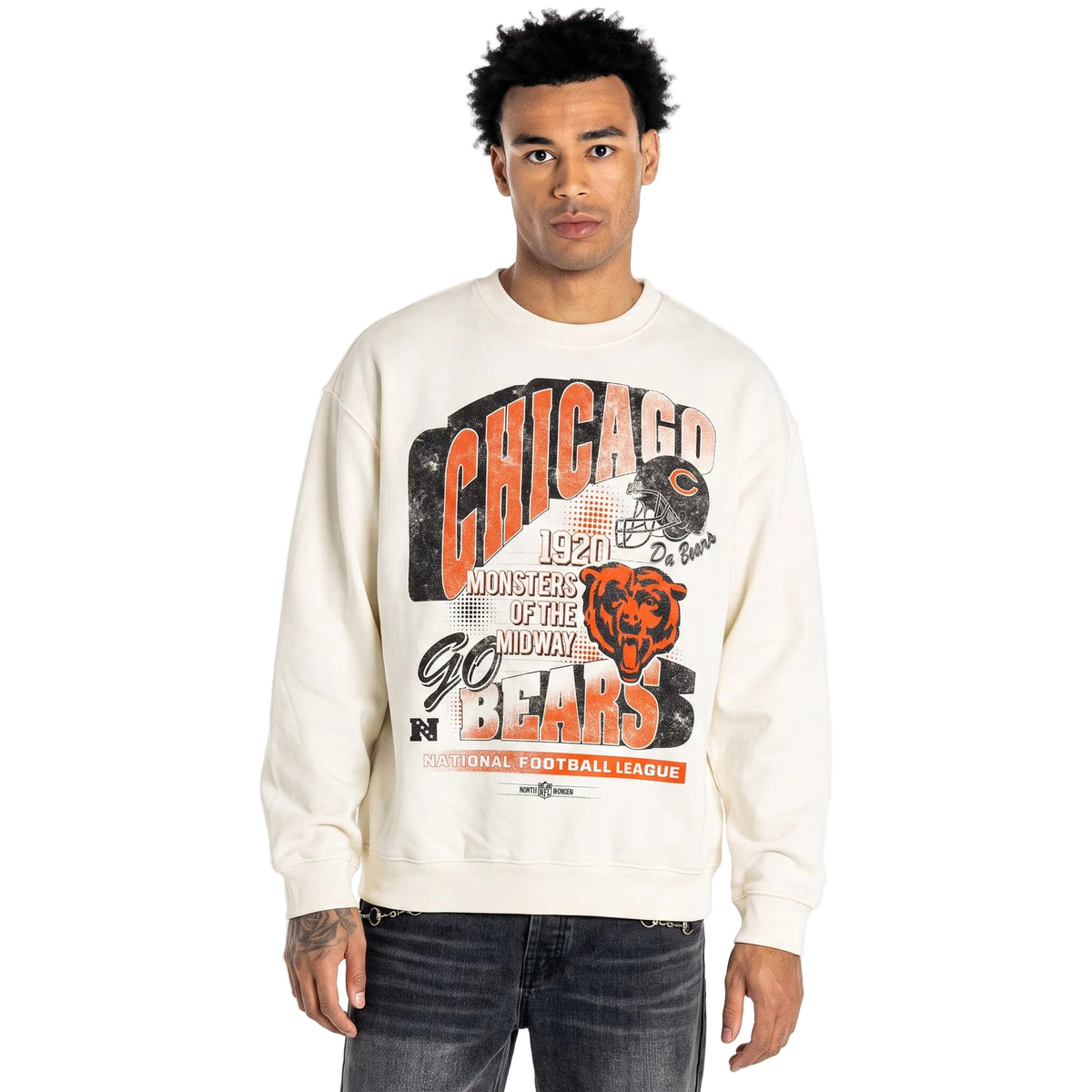Chicago Bears Unisex Graphic Crew Fleece - Vintage White