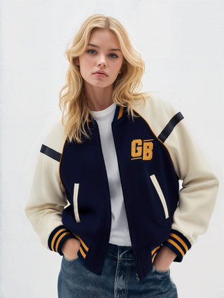 Green Bay Packers Unisex Raglan Varsity Jacket - Navy
