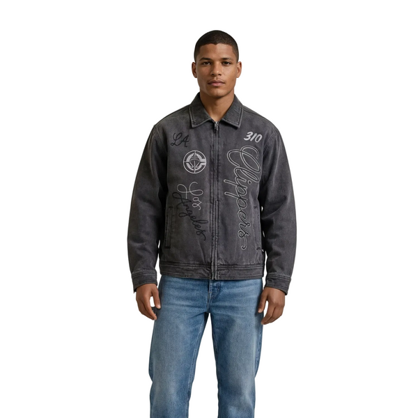 Los Angeles Clippers Unisex Denim Chain Stitch Jacket - Black