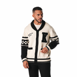 LOS ANGELES KINGS JACQUARD BUTTON UP SWEATER - CREAM