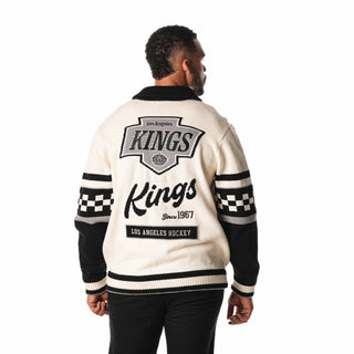 Los Angeles Kings Jacquard Button Up Sweater - Cream