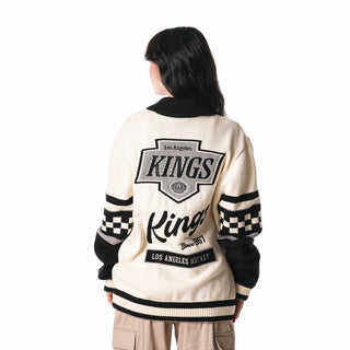 Los Angeles Kings Jacquard Button Up Sweater - Cream