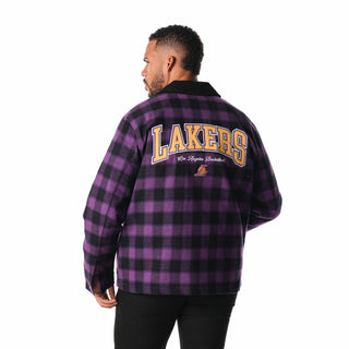 Los Angeles Lakers Flannel Zip Front Jacket - Purple