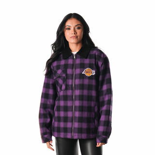 Los Angeles Lakers Flannel Zip Front Jacket - Purple