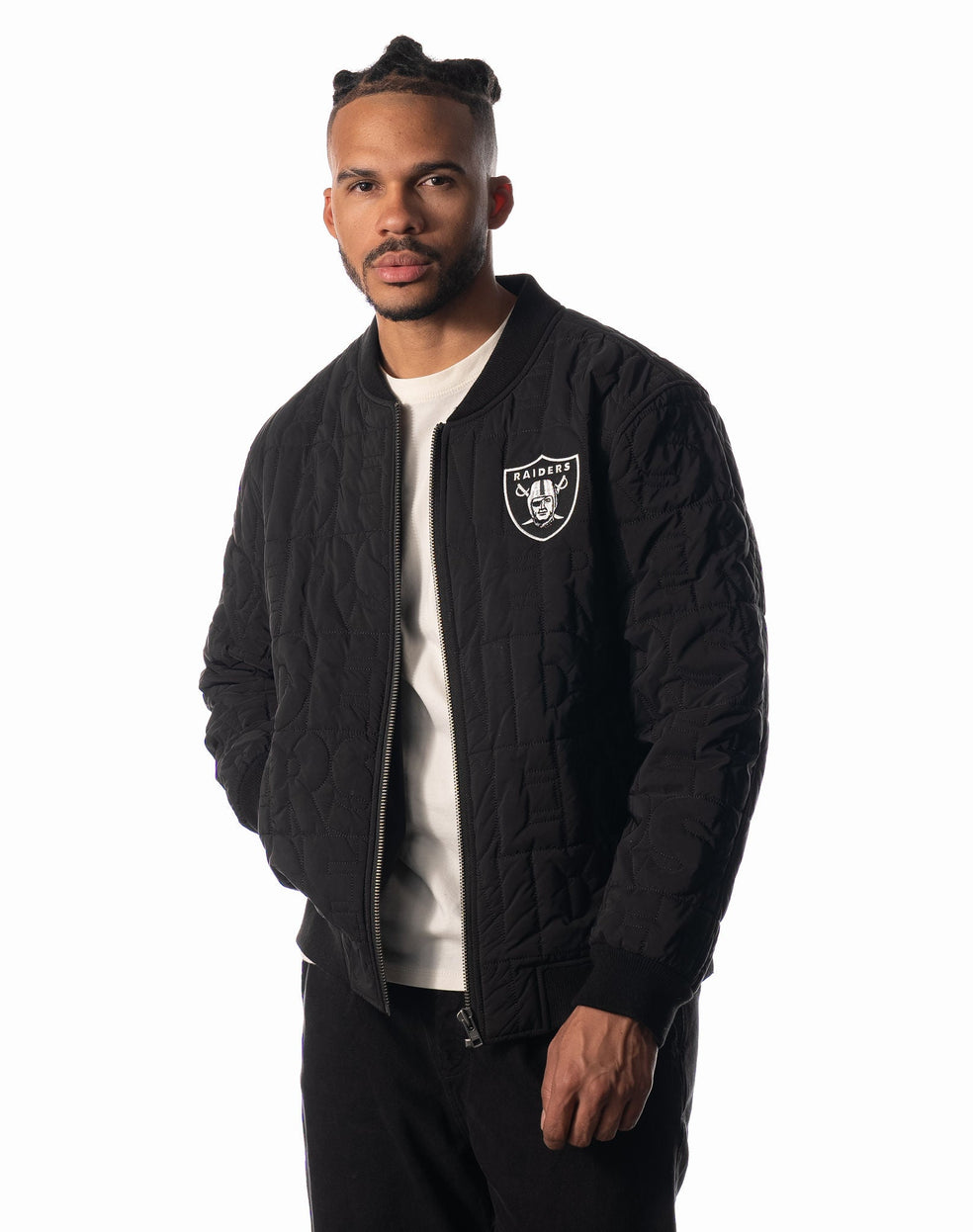 Las Vegas Raiders Unisex Quilted Bomber - Black