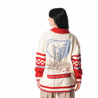 Memphis Grizzlies Jacquard Button Up Sweater - Cream