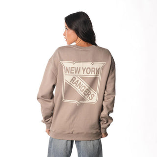 NY Rangers Front Back Crew Fleece - Warm Grey