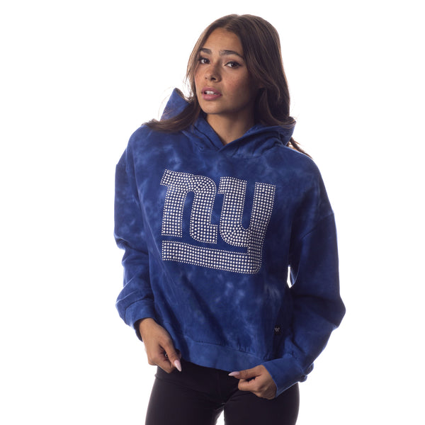 New York Giants Womens Tie Dye Crop Hoodie Royal