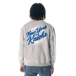 New York Knicks Puff Print Crew Fleece - Off-White